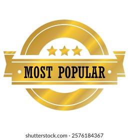 Most popular golden label, vector illustration