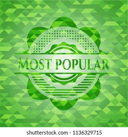 Most Popular green emblem. Mosaic background