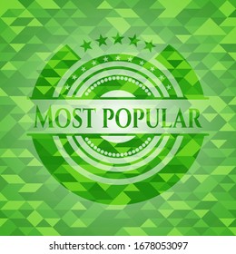 Most Popular green emblem. Mosaic background. Vector Illustration. Detailed.