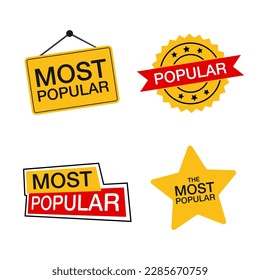 Most popular label vector. Suitable for advertising element, special offer, and best seller product.