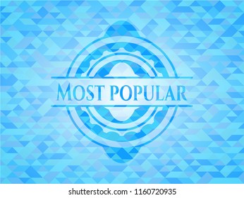 Most Popular light blue emblem with mosaic background