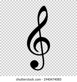 The most popular of the musical symbols is G-clef.
Clef icon isolated on transparent background vector.