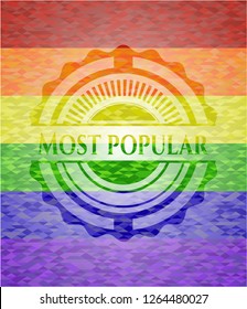Most Popular on mosaic background with the colors of the LGBT flag