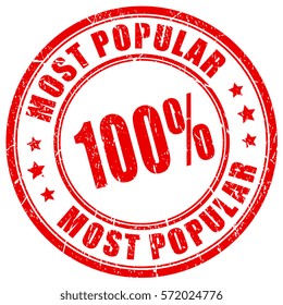 Most popular rubber stamp vector on white background. Most popular ink imprint clip art.