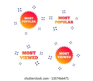 Most popular star icon. Most viewed symbols. Clients or customers choice signs. Random dynamic shapes. Gradient popular icon. Vector