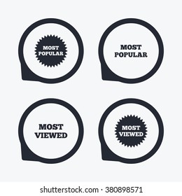 Most popular star icon. Most viewed symbols. Clients or customers choice signs. Flat icon pointers.