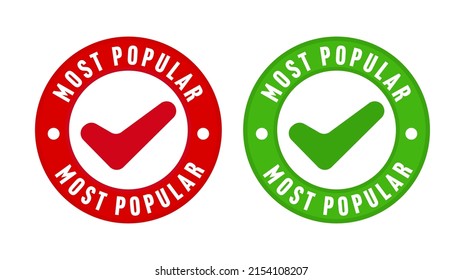 Most popular sticker set. Label badge for special offer, best quality, bestseller product or service promotion vector illustration isolated on white background. Marketing material