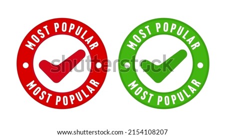 Most popular sticker set. Label badge for special offer, best quality, bestseller product or service promotion vector illustration isolated on white background. Marketing material