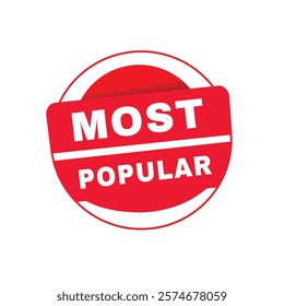 Most popular vector red round sign for Banner, modern style advertising template isolated design.