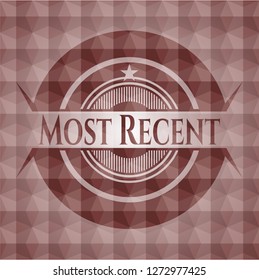 Most Recent red seamless emblem with geometric pattern background.