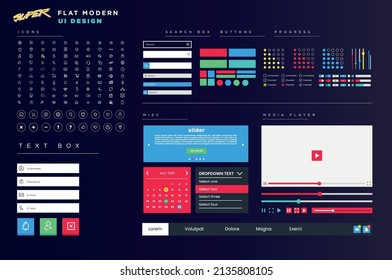 The most super flat elegant modern ui kit for your website or mobile app.