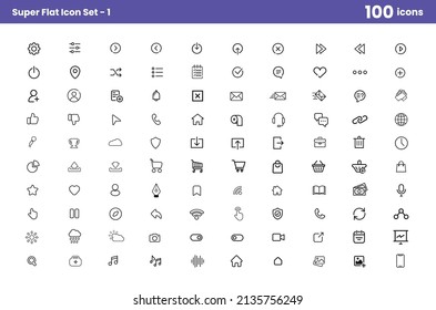 The Most Super Thin Line Flat Style Icon Set For Your Website And Mobile Apps.