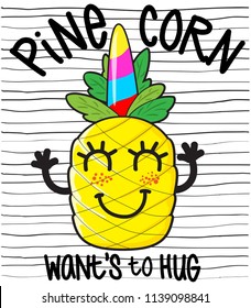 Most trendiest magical heros, unicorns have been designed with a new style. They became fruitcorns. Pinecorn wants to hug you with a joyful smile. She becomes more energetic with rainbow colors. 