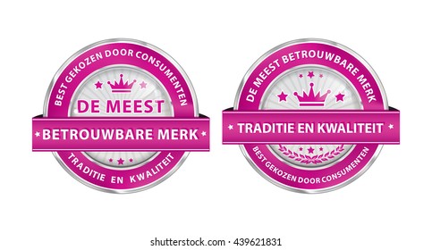 The most trusted brand. Consumer's choice. Tradition and quality (Dutch language) - pink ribbon set for retailers. Print colors used.
