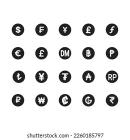 The most used currency symbol set. icon vector illustration for web, computer and mobile app