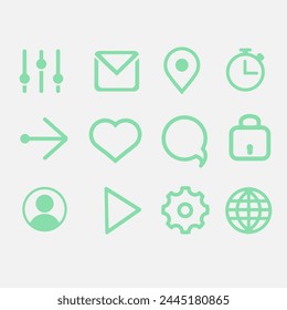iconos de vector simples más utilizados y populares para una ilustración o diseño 
