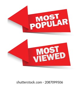 most viewed and Most popular banner tags design vector 