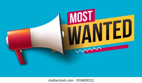 "Most wanted" banner with megaphone