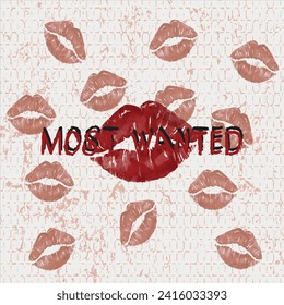 Most Wanted - Editable design. Fresh colors and minimalist artwork style. Printable design for t-shirts, mugs, cases, etc.