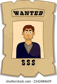 the most wanted person poster, in a suit looks like a worker