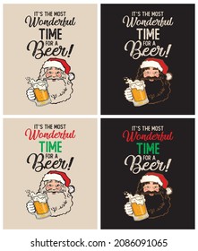 It's the Most Wonderful Time For a Beer, Beer Lovers, Christmas, vector illustration