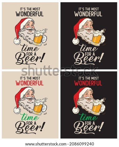 It's the Most Wonderful Time For a Beer, Beer Lovers, Christmas, vector illustration