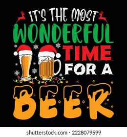 It's The Most Wonderful Time for a Beer Shirt, Beer vector, Beer Shirt, Christmas Beer Print, Merry Christmas SVG, Christmas Vector, Christmas Sublimation