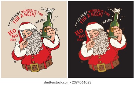 IT'S THE MOST WONDERFUL TIME FOR A BEER!-Christmas Day-Beer Lovers-Vector Illustration