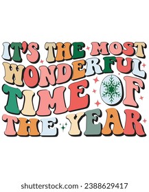 It's The Most WonderFul Time Of The Year 70s Retro, Hippe T shirt, Sweatshirt, Cut File, Cricut, Silhouette.
