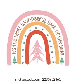 it's the most wonderful time of the year, boho rainbow christmas svg, christmas svg