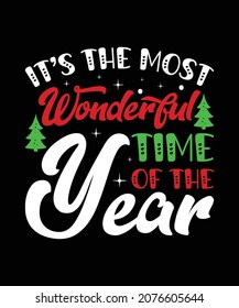 It's the most wonderful time of the year Christmas tree pattern t-shirts, Christianity festival family Christmas pajamas shirts