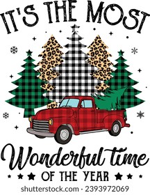 It’s the Most Wonderful Time of the Year, Christmas Tree Red Plaid, Christmas Truck, Funny Christmas, Holiday Season, Merry Christmas