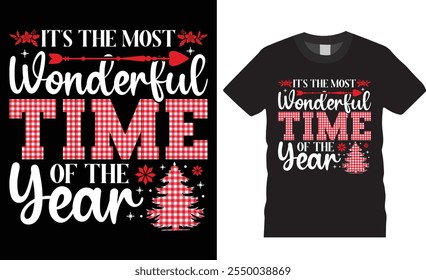 É a época mais maravilhosa do ano Natal t camisa design vetor modelo. Camiseta de Natal D Claus Feliz Natal t shirt. Presente de Natal, X-mas, Santa t shirt