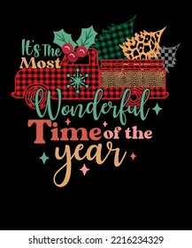 It's the Most Wonderful Time of the Year Family Christmas Buffalo Plaid Car T shirt Design svg