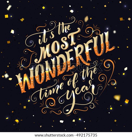 Most Wonderful Time Year Hand Lettering Stock Vector (Royalty Free ...