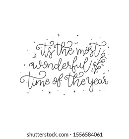 It's the most wonderful time of the year. Merry Christmas handlettered card design. 