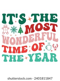 it's the most wonderful time of the year Retro Svg,Christmas Saying,Retro Christmas T-shirt, Funny Christmas Quotes, Merry Christmas Saying,Holiday Saying, New Year Quotes, Winter Quotes  svg