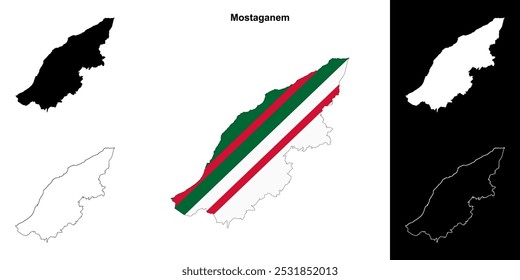 Conjunto de mapas de contorno de la provincia de Mostaganem