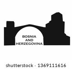 Mostar old town, Bosnia and Herzegovina, vector illustration.
country design template. World vacation travel sightseeing European collection. Stari Most aka Old Bridge in Mostar. 