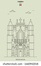 Mosteiro de Santa Cruz in Coimbra, Portugal. Landmark icon in linear style
