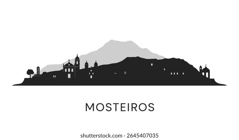 Mosteiros Vetor com Preto Branco, e Skyline.
