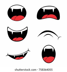 Cartoon Mouth Set Stock Vector (Royalty Free) 758365354