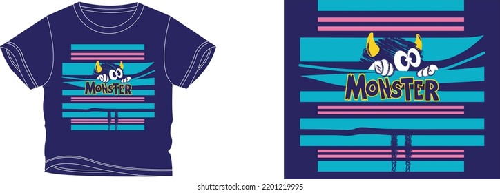 moster in poet t-shirt design background color is a blue and t-shirt color is a blue beautiful color and beautiful design