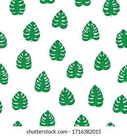 Mostera Leaves Seamless Vector Pattern