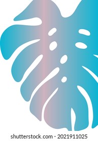 Mostera or swiss cheese plant, palm leaves illustration. Vector exotic tropical background. Abstract gradient retro nature wall art.