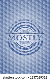 Mostly blue hexagon badge.