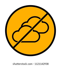 Mostly cloudy icon. Simple linear icon with thin outline. not allowed, black object in warning sign with orange background color