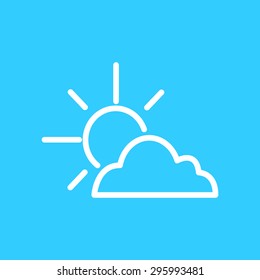 Mostly cloudy, linear symbol on a blue background