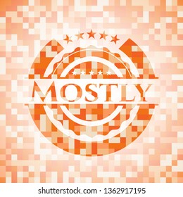 Mostly orange mosaic emblem with background