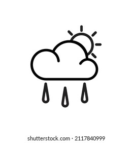 Mostly Rain Outline Icon Vector Illustration